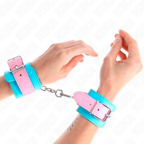 img_189177_7204aedb925f6eaf09d9169f2c18da7a_1.png KINK - MUÑEQUERAS CHIC AZUL / ROSA AJUSTABLE 16-28 CM X 5 CM