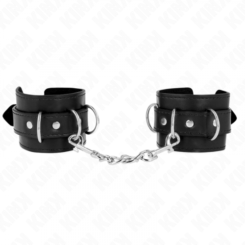 img_189179_1d3d512fc6ea24e09092aa41423557ae_1.png KINK - MUÑEQUERAS CON 3 ANILLAS EN D AJUSTABLE NEGRO 17.5-25 CM X 6 CM