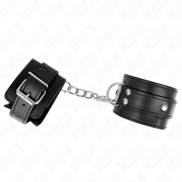 img_189180_4be1ea3210264ed444a10cbe068459bd_1.png KINK - MUÑEQUERAS CON 3 ANILLAS EN D AJUSTABLE NEGRO 17.5-25 CM X 6 CM
