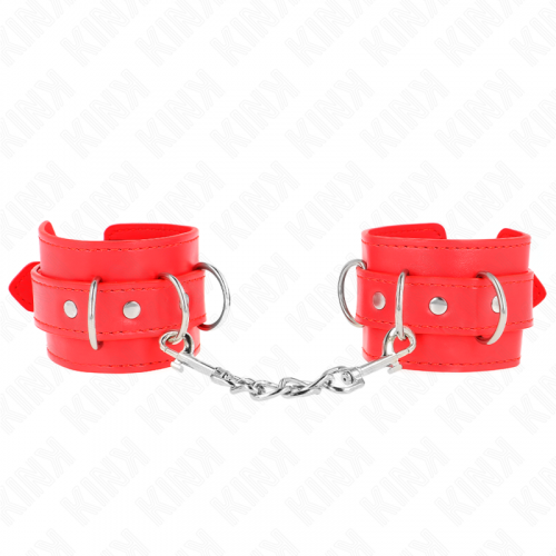 img_189183_a57449a351cef3a473966ba36b5ba4b0_1.png KINK - MUÑEQUERAS CON 3 ANILLAS EN D AJUSTABLE ROJO 17.5-25 CM X 6 CM