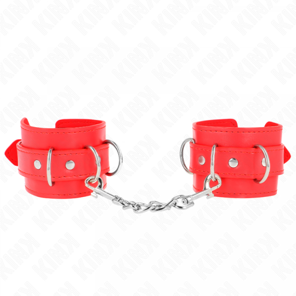 img_189183_a57449a351cef3a473966ba36b5ba4b0_1.png KINK - MUÑEQUERAS CON 3 ANILLAS EN D AJUSTABLE ROJO 17.5-25 CM X 6 CM