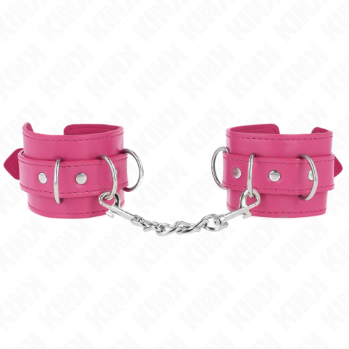 img_189187_2e82685cd00d8002874d930203ea64d9_1.png KINK - MUÑEQUERAS CON 3 ANILLAS EN D AJUSTABLE ROSA 17.5-25 CM X 6 CM