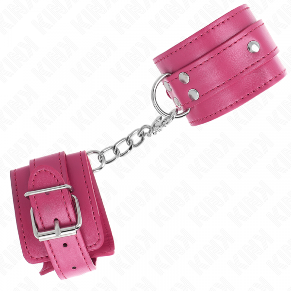 img_189190_6589339312edf91d8e336c4a0df49e7e_1.png KINK - MUÑEQUERAS CON 3 ANILLAS EN D AJUSTABLE ROSA 17.5-25 CM X 6 CM