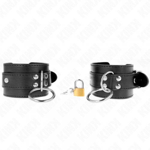img_189194_a4ed4d1483d44d2483df7b92d07898f3_1.png KINK - MUÑEQUERAS CON BLOQUEO DE CANDADO EN ANILLAS NEGRO AJUSTABLE 20-28 CM X 5.5 CM