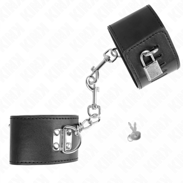 img_189208_8e61f3885fd6d5909eb78a671eccba47_1.png KINK - MUÑEQUERAS CON CIERRE CANDADO NEGRO AJUSTABLE 16-23 CM X 5.5 CM