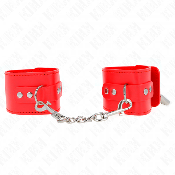 img_189211_d3a302b31621814c41227dabaf669865_1.png KINK - MUÑEQUERAS CON CIERRE CANDADO ROJO AJUSTABLE 16-23 CM X 5.5 CM