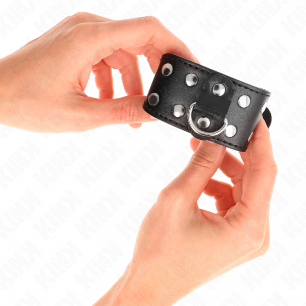 img_189216_7bbe2211ddd6d78a3f92119b57365100_1.png KINK - MUÑEQUERAS CON DOBLE LÍNEA DE TACHUELAS AJUSTABLE NEGRO