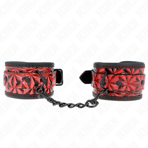 img_189231_56b17e84a9fd5ab347e8d517332c4950_1.png KINK - MUÑEQUERAS CON PATRÓN DE DIAMANTES ROJO OSCURO AJUSTABLE 17-26 CM X 5.5 CM