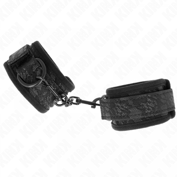 img_189255_35d36712b6fec360d11cf925526e4cb7_1.png KINK - MUÑEQUERAS DE ENCAJE Y NEOPRENO AJUSTABLE NEGRO 20-29 CM X 5 CM
