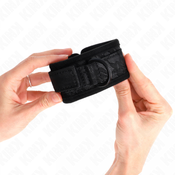 img_189256_1c94d9356a1f024dc8d2e3735c5103d0_1.png KINK - MUÑEQUERAS DE ENCAJE Y NEOPRENO AJUSTABLE NEGRO 20-29 CM X 5 CM