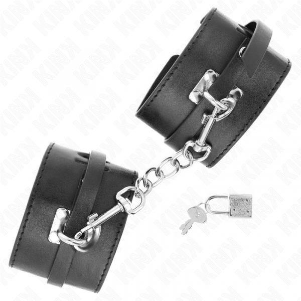 img_189262_23dbb866c19bb3fe91d717dade2cbb6b_1.png KINK - MUÑEQUERAS DELUXE CON CIERRE DE CANDADO AJUSTABLE 14.5-21 CM X 6 CM