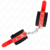 img_189275_9bdff51a45fe8e71bf2cbe087bfc35da_1.png KINK - MUÑEQUERAS DE NYLON NEGRO CON CORREA POLIPIEL ROJO AJUSTABLE 19-24 CM X 5.5 CM
