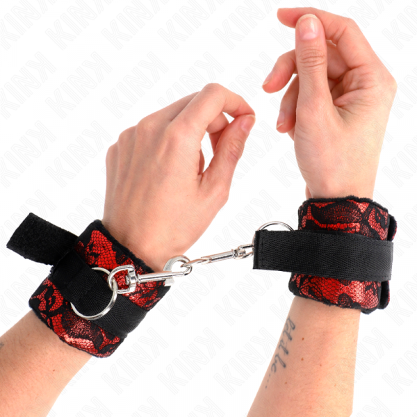 img_189286_ebc163556badc9ed8bca675aa920b867_1.png KINK - MUÑEQUERAS DISEÑO ESCÁNDALO ROJO-NEGRO