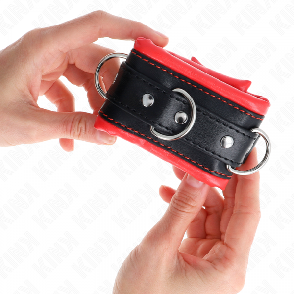 img_189294_3388302d5251038b3bea06a130c294cb_1.png KINK - MUÑEQUERAS ESTILO HEAVY FORRO ROJO AJUSTABLE 20-30 CM X 6 CM