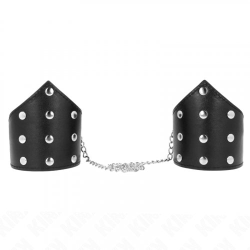 img_189299_ef3957230d89c094a3da6637fc2ce758_1.png KINK - MUÑEQUERAS ESTILO PUNTIAGUDO NEGRO CON CADENA AJUSTABLE 17-23 CM X 8.5 CM