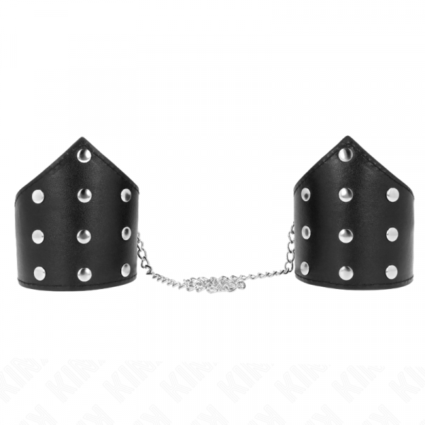 img_189299_ef3957230d89c094a3da6637fc2ce758_1.png KINK - MUÑEQUERAS ESTILO PUNTIAGUDO NEGRO CON CADENA AJUSTABLE 17-23 CM X 8.5 CM