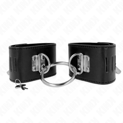 img_189306_cebaa5773b6d43740ac5e2ada7f3d8dd_1.png KINK - MUÑEQUERAS FIJAS CON ANILLA Y CIERRE CANDADO NEGRO AJUSTABLE 16-23 CM X 5.5 CM