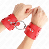 img_189312_827931ee391087e12b29ec92ced437ca_1.png KINK - MUÑEQUERAS FIJAS CON ANILLA Y TACHUELAS ROJO AJUSTABLE 17-22 CM X 6.5 CM