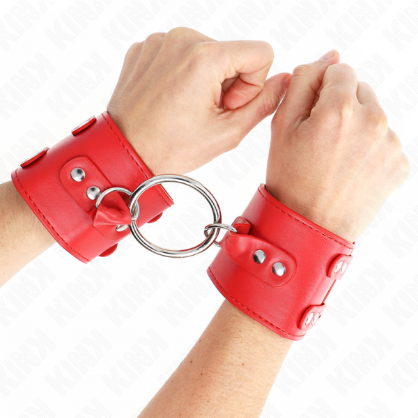 img_189312_827931ee391087e12b29ec92ced437ca_1.png KINK - MUÑEQUERAS FIJAS CON ANILLA Y TACHUELAS ROJO AJUSTABLE 17-22 CM X 6.5 CM