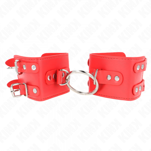 img_189314_1006dd3dfdf061ff5474ec7a09fc98b1_1.png KINK - MUÑEQUERAS FIJAS CON ANILLA Y TACHUELAS ROJO AJUSTABLE 17-22 CM X 6.5 CM
