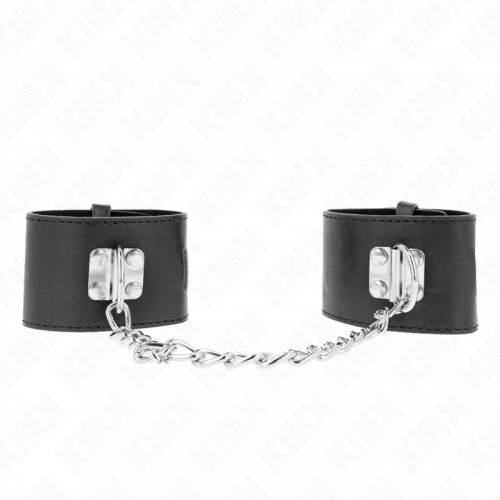 img_189315_a51782691d96c84a4d9daadf94502157_1.png KINK - MUÑEQUERAS FIJAS CON CADENA 30 CM Y CIERRE CANDADO NEGRO AJUSTABLE 16-23 CM X 5.5 CM