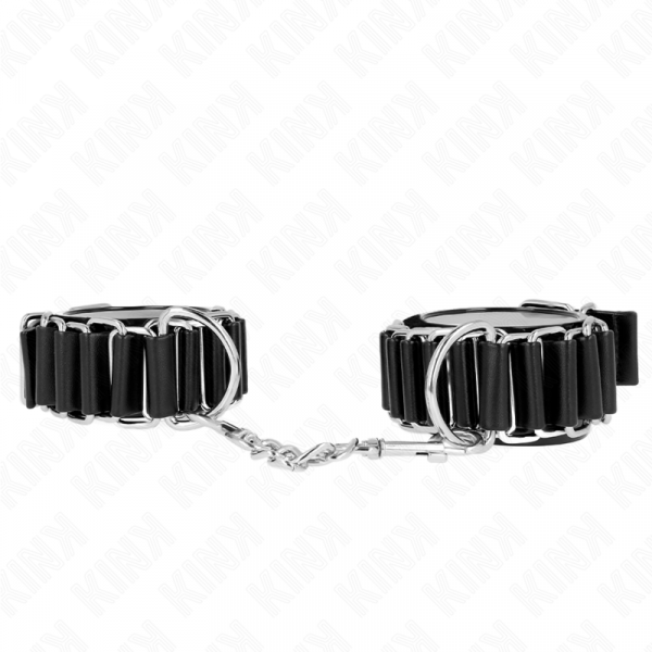 img_189319_7b6e1d6dac380bedc190894b44362975_1.png KINK - MUÑEQUERAS FINAS EN FORMA DE BISAGRA NEGRO AJUSTABLE 16-22 CM X 3.5 CM