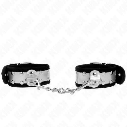 img_189327_1f0f2daaefdfc15683155183d83764e6_1.png KINK - MUÑEQUERAS FINAS NEGRO / PLATEADO 30 X 4 CM