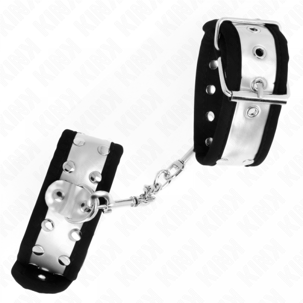 img_189328_5d4525ea18f49e791337c00a3314f29e_1.png KINK - MUÑEQUERAS FINAS NEGRO / PLATEADO 30 X 4 CM