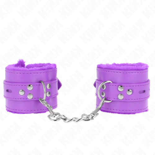 img_189359_524d66668b73d071a5e2fdb44b4e7402_1.png KINK - MUÑEQUERAS FORRADAS CON AGUJEROS CUADRADOS VIOLETA Y CORREA VIOLETA AJUSTABLE 17-29 CM X 6 CM