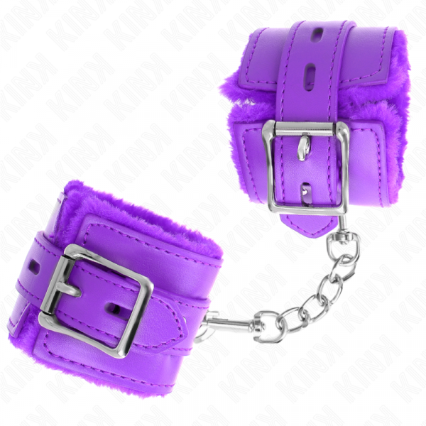 img_189362_1ef97b68246ae263fa7578507a39f68c_1.png KINK - MUÑEQUERAS FORRADAS CON AGUJEROS CUADRADOS VIOLETA Y CORREA VIOLETA AJUSTABLE 17-29 CM X 6 CM
