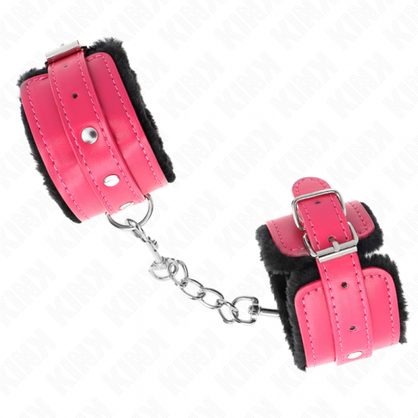 img_189364_d7134c92ccc69d131a577e4a5c7bcfb6_1.png KINK - MUÑEQUERAS FORRADAS PREMIUM NEGRO CON CORREA FUCSIA AJUSTABLE 17-29 CM X 6 CM