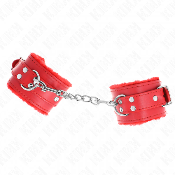 img_189392_688f257408acd59be1fa855fbeb0a37b_1.png KINK - MUÑEQUERAS FORRADAS ROJO CON CORREA ROJO AJUSTABLE 20-29 CM X 5.5 CM
