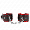 img_189395_0bcab93d668a34f340a5faab20762372_1.png KINK - MUÑEQUERAS FORRADAS ROJO / NEGRO AJUSTABLE 17-29 CM X 6 CM
