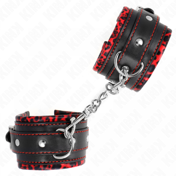 img_189396_1539b270347141ce872c549e4b9f1dbd_1.png KINK - MUÑEQUERAS FORRADAS ROJO / NEGRO AJUSTABLE 17-29 CM X 6 CM