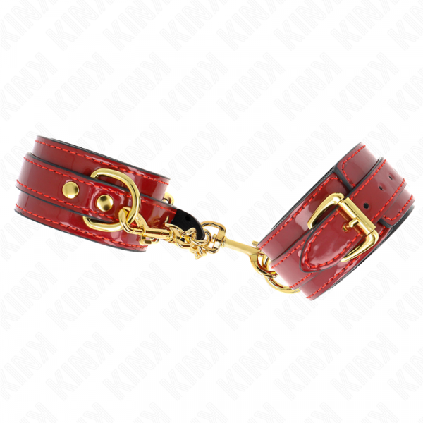 img_189406_2b8b33eecfdf824d87f2b75f4af1d7fa_1.png KINK - MUÑEQUERAS JOANNA ANGEL ROJO AJUSTABLE CON CADENA DORADO 16.5-26 CM X 4 CM