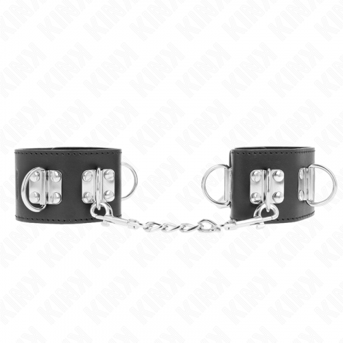 img_189419_e41c759d8114a93fa957243541775d5f_1.png KINK - MUÑEQUERAS MULTIPOSICIÓN CON CIERRE CANDADO NEGRO AJUSTABLE 16-23 CM X 5.5 CM