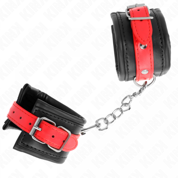 img_189432_94fd057fce472548a241771f92ffc0a9_1.png KINK - MUÑEQUERAS NEGRO CON CORREA ROJO AJUSTABLE 17-28 CM X 6 CM