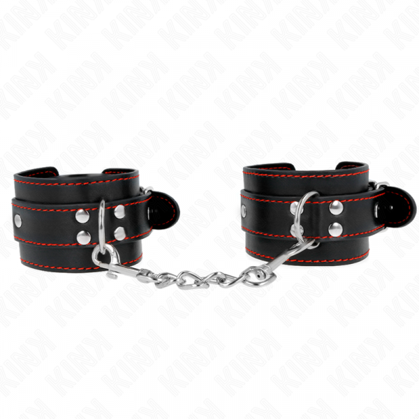 img_189435_83af82144807388582abb8d93a08e0b0_1.png KINK - MUÑEQUERAS NEGRO CON DETALLES EN ROJO AJUSTABLE 20-28 CM X 5.5 CM