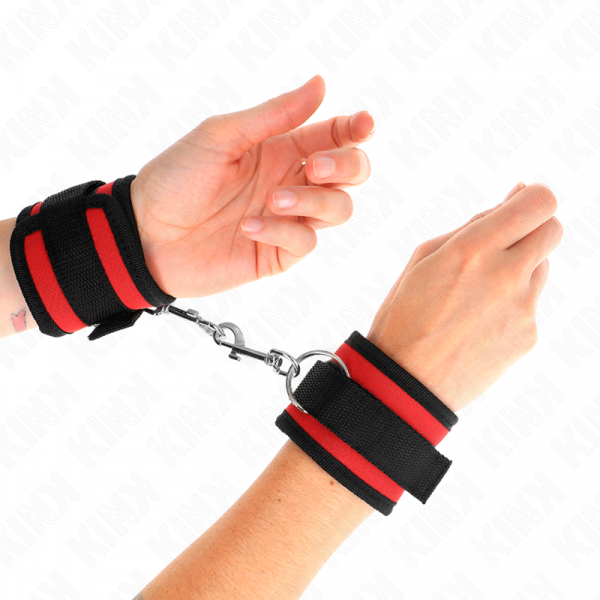 img_189473_2957b038459e65442316ebaa27897f6a_1.png KINK - MUÑEQUERAS NYLON ROJO-NEGRO MODELO 2 AJUSTABLE 18-35 CM X 6 CM