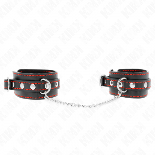 img_189504_f680974cf668abe3b2082b01305eec0e_1.png KINK - MUÑEQUERAS PEQUEÑA NEGRO CON DETALLES EN ROJO AJUSTABLE 14-24 CM X 3.5 CM