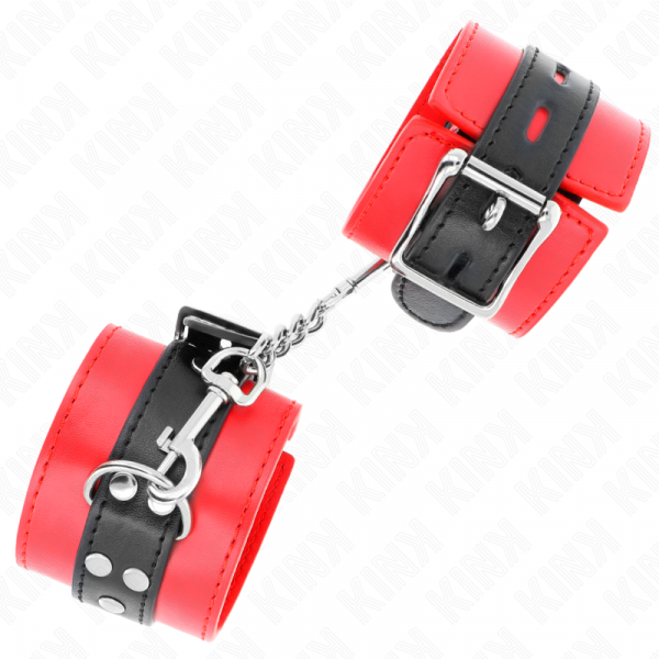 img_189506_e4985130b642ddb571cb37f71ee810e6_1.png KINK - MUÑEQUERAS ROJO CON CORREA NEGRO AJUSTABLE 17-28 CM X 6 CM