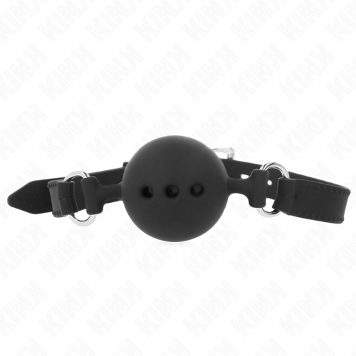 img_189534_904421a8fd54ef97e6f56c5965505670_1.png KINK - MORDAZA 55 x 2 CM DE BOLA 4.5 CM DE SILICONA COMPLETA TALLA M NEGRO AJUSTABLE 35-51 CM