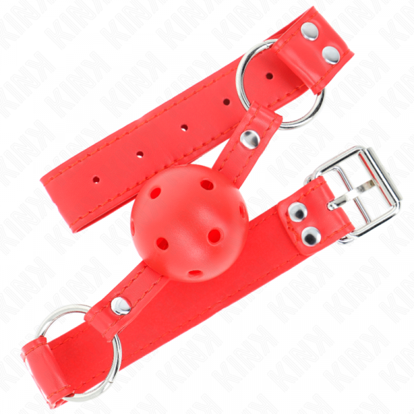 img_189631_7819691832c51d9c713188a5347915f3_1.png KINK - MORDAZA DE BOLA 4.5 CM DURA HUECA ROJO COMPLETA 62 x 2 CM