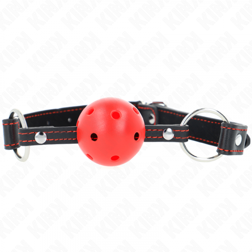 img_189633_432bf737bbf1440f74b70ab1fd4d50ba_1.png KINK - MORDAZA DE BOLA 4.5 CM ROJA DURA HUECA MODELO 2 65 x 2.5 CM