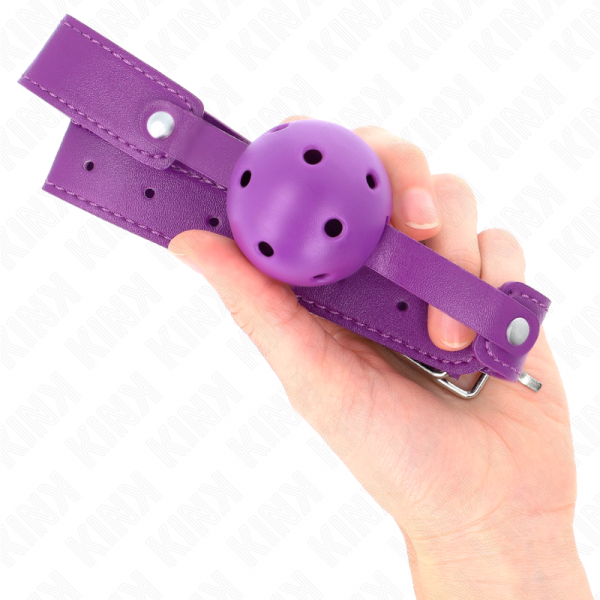 img_189643_4d47e949fa70c7a550bf2492de462132_1.png KINK - MORDAZA DE BOLA 4.5 CM TRANSPIRABLE MORADO 65 x 2.5 CM