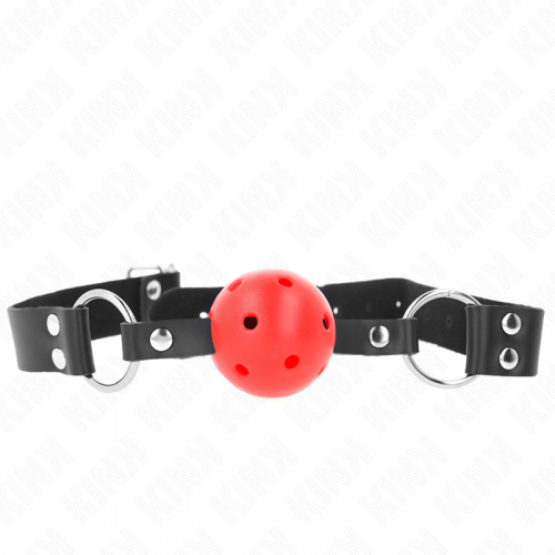 img_189660_82314b8bc87a98d958bc1326a60c7fcf_1.png KINK - MORDAZA DE BOLA 4 CM TRANSPIRABLE CON DOBLE REMACHE ROJO 62 x 2.5 CM AJUSTABLE 42-58 CM