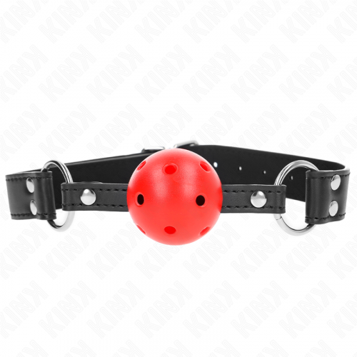 img_189665_4de91991d836df2d37a9947bb620e454_1.png KINK - MORDAZA DE BOLA 4 CM TRANSPIRABLE CON DOBLE REMACHE DE CUERO 62 x 2.5 CM AJUSTABLE 42-58 CM