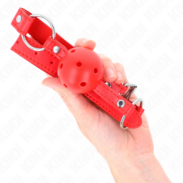 img_189671_69fb8ac6b6bf63ba39121897a649af79_1.png KINK - MORDAZA DE BOLA 4 CM TRANSPIRABLE CON DOBLE REMACHE MODELO 1 ROJO 62 x 2.5 CM AJUSTABLE 42-58 CM
