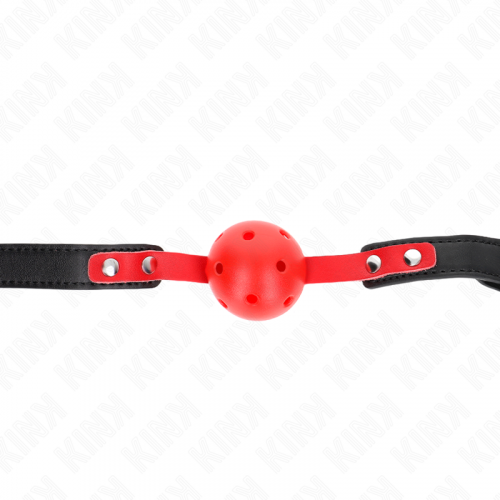 img_189672_4e4f76eadcae26b89a1569ae15585850_1.png KINK - MORDAZA DE BOLA 4 CM DURA HUECA ROJO CORREA NEGRA 60 x 2 CM AJUSTABLE 37-52 CM