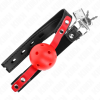 img_189675_161a5d34edeff6517599721a80320d7e_1.png KINK - MORDAZA DE BOLA 4 CM DURA HUECA ROJO CORREA NEGRA 60 x 2 CM AJUSTABLE 37-52 CM